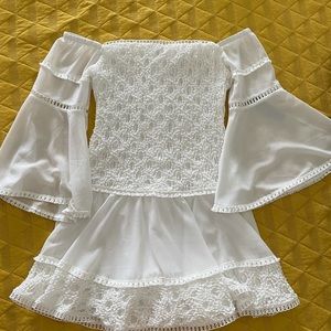 Venus tiered ruffle chiffon white dress